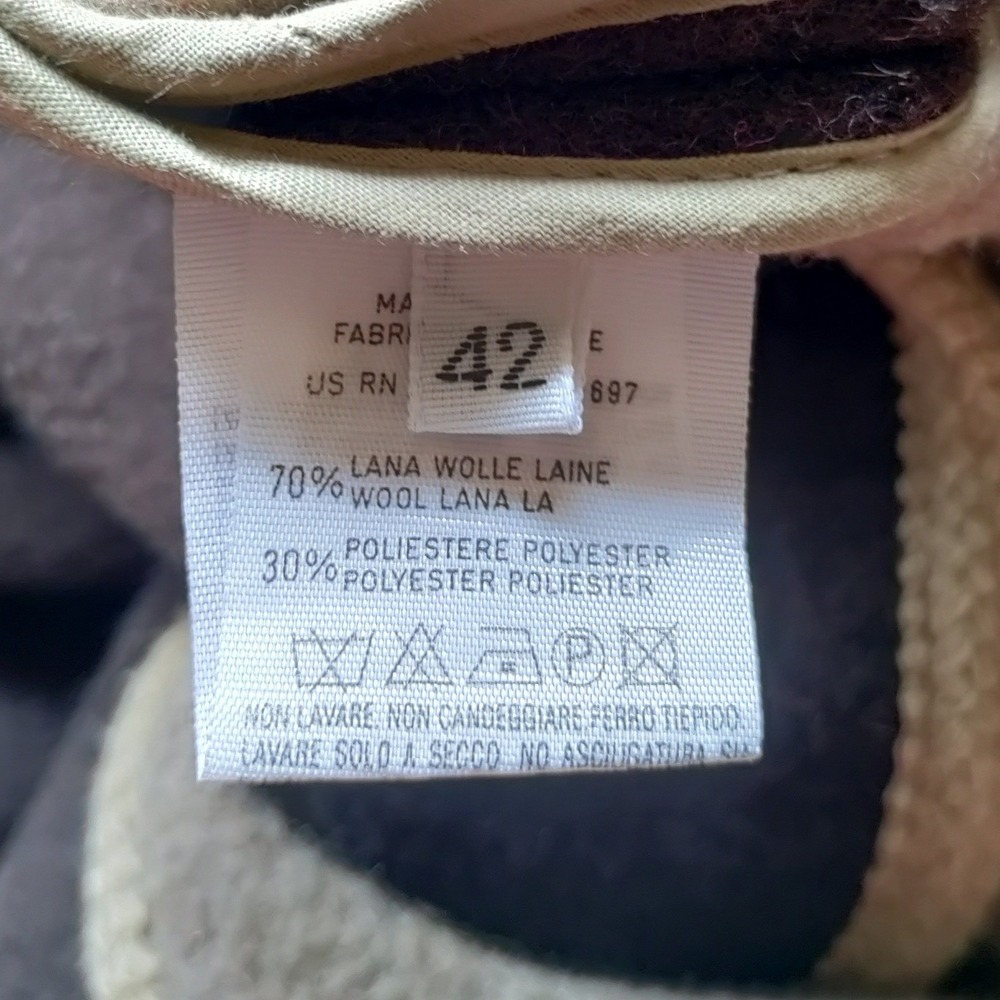 United Colors of Benetton Vintage Wool Hooded Toggle Coat Brown Made in Italy 42 - Picture 4 of 7